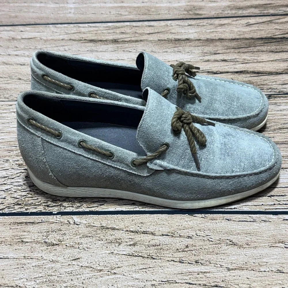 Calto Elevator Boat Shoes Mens 11 Gray Suede Loafers S1101 Height Increasing